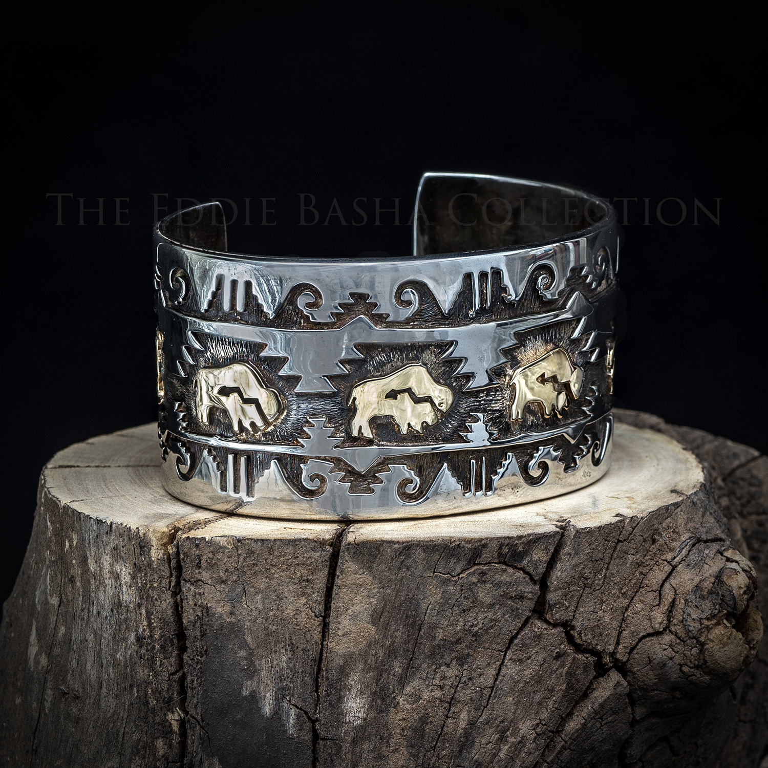 Sterling Silver Stamped Wide Cuff Bracelet - Gold Bear Trading Company